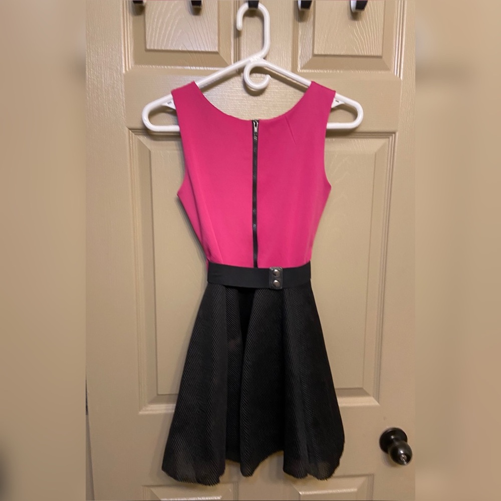 pink and black dress
